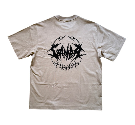 ‘Metal’ Tee Taupe/Black