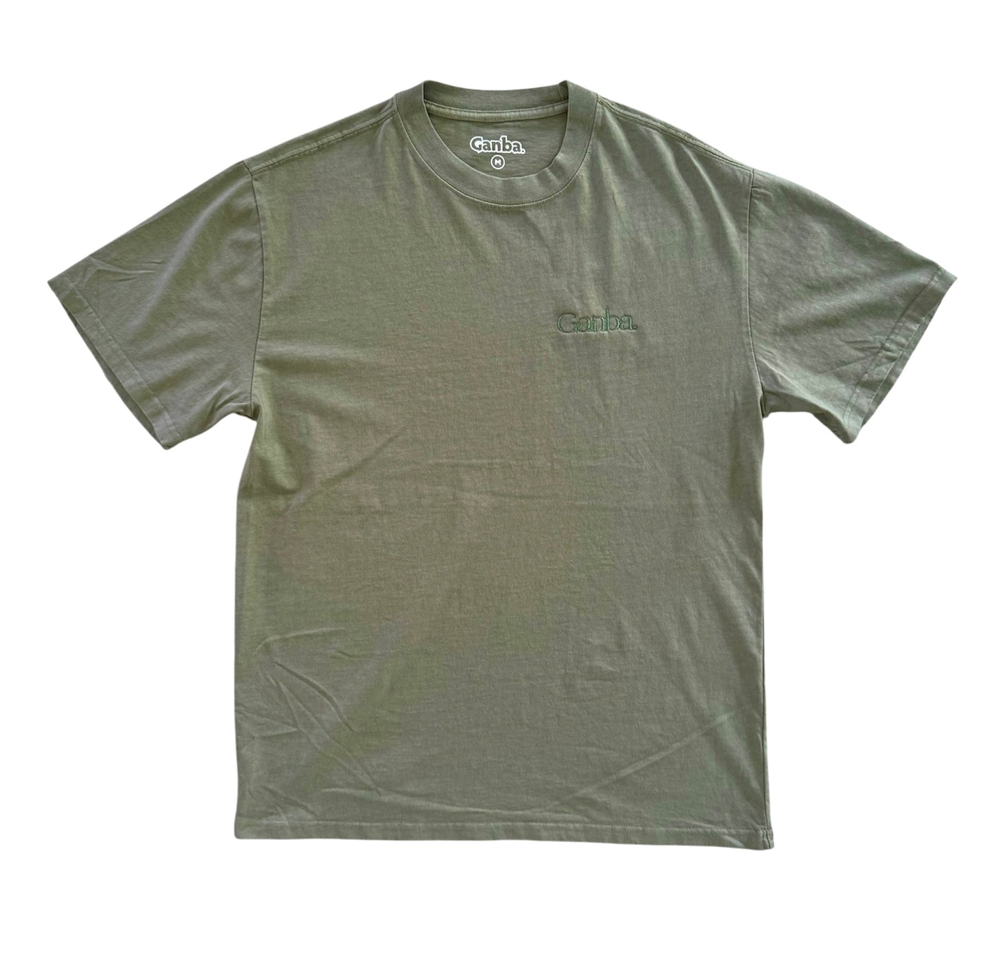 ‘Ganba’ Embroidered Tee / Olive